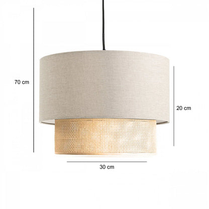 Jüt İç Kumaşlı Kırçıllı Başlıklı Sarkıt Avize Krem (30x20x70 cm) - 2