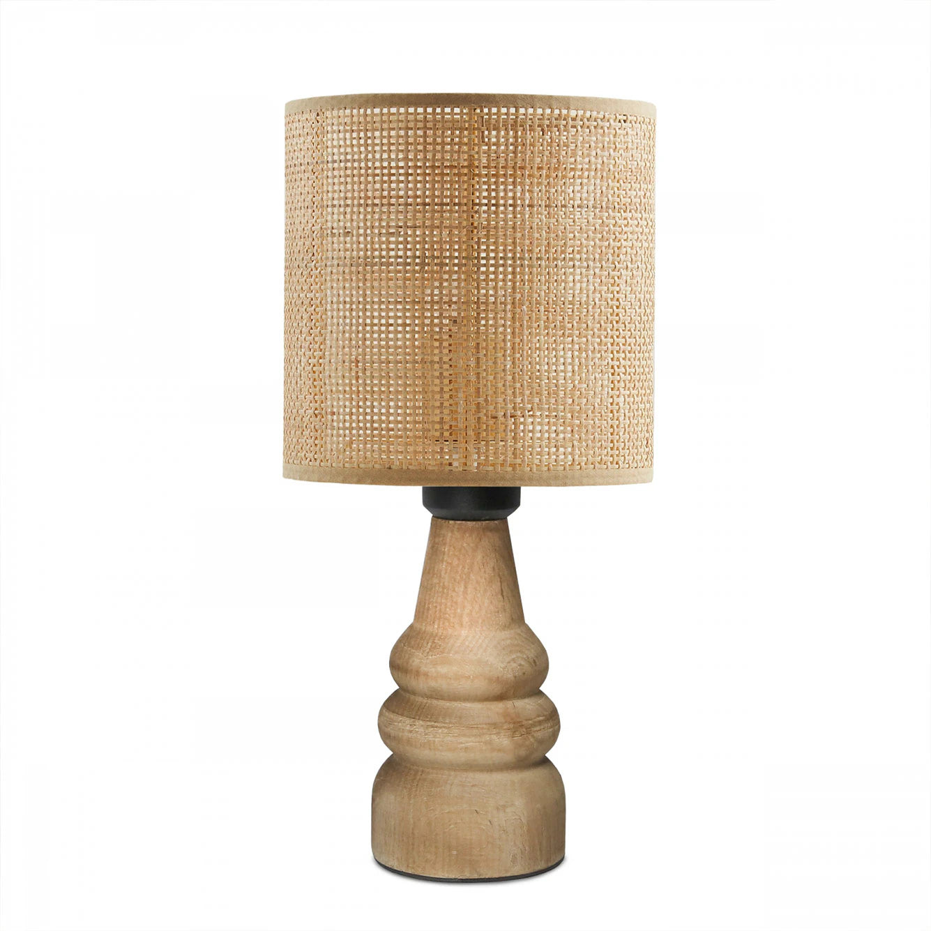 Doğal Bambu Hazeran Rattan Başlıklı Ahşap Abajur (14x22x32 cm) - 2