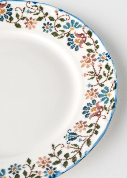 Vintage Porselen 24 Parça 6 Kişilik Yemek Takımı Mavi - 9
