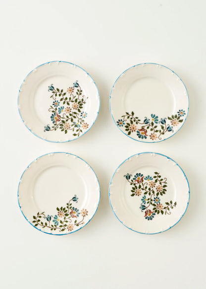 Vintage Porselen Pasta Tabağı 4'lü Mavi (20 cm)