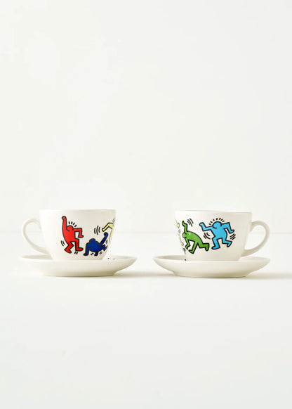 Keith Haring Colored Porselen 2'li Çay Fincanı Seti (220 cc)
