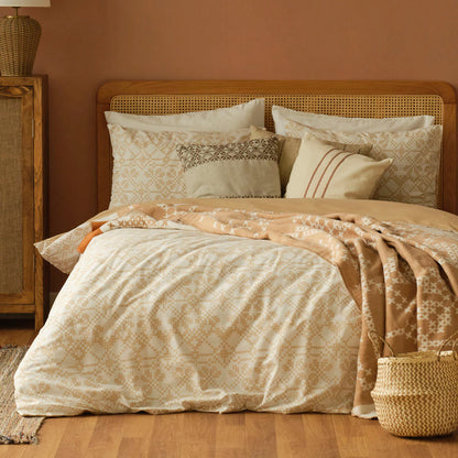 %100 Pamuk Ranforce Lilith King Size Nevresim Seti Bej (240x220 cm)