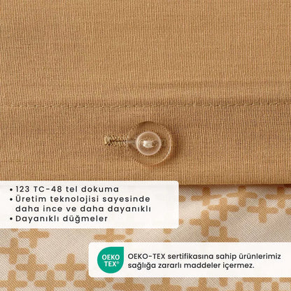 %100 Pamuk Ranforce Lilith King Size Nevresim Seti Bej (240x220 cm)