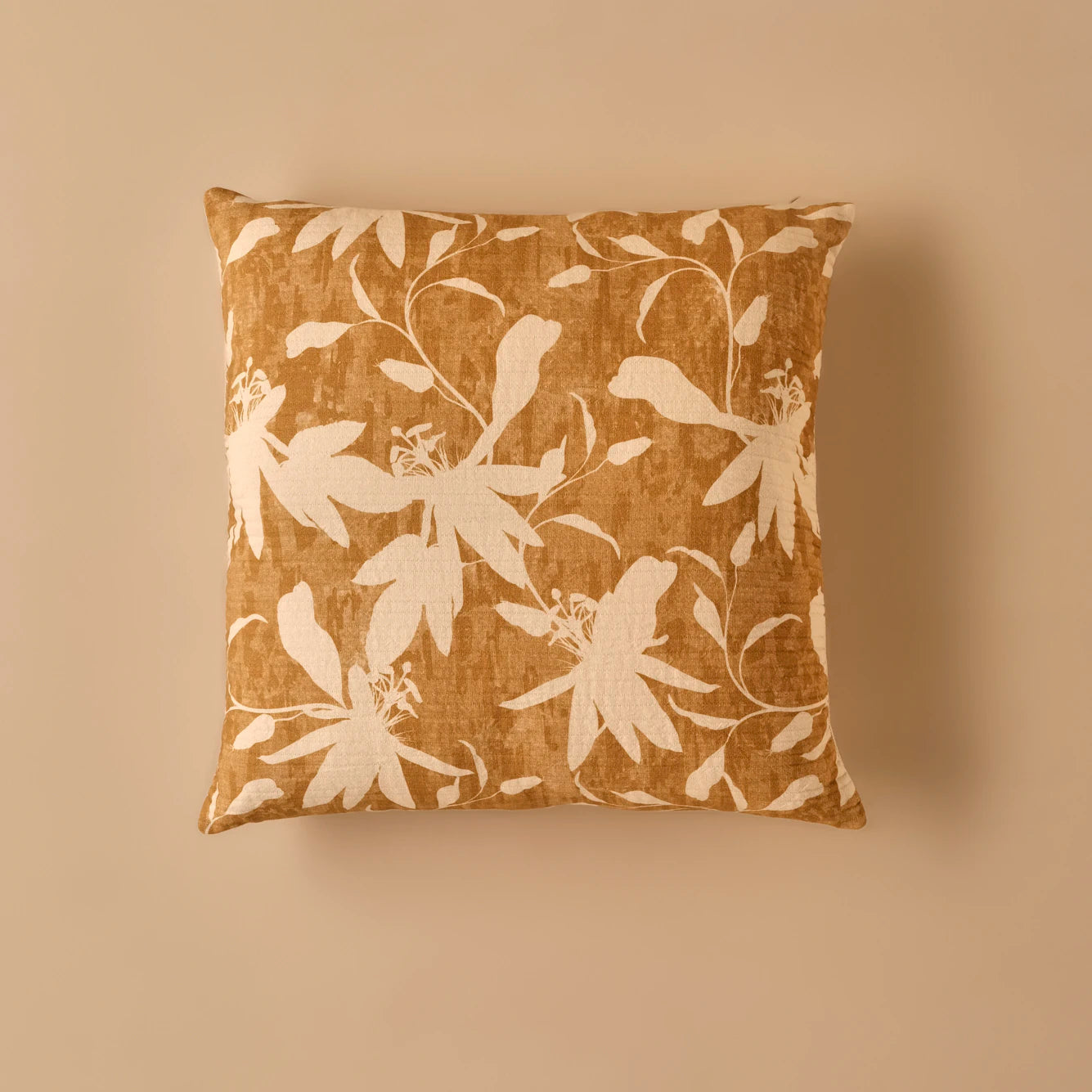 Floral Baskılı Kırlent Kılıfı Sarı (45x45 cm)