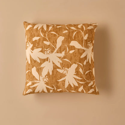 Floral Baskılı Kırlent Kılıfı Sarı (45x45 cm)