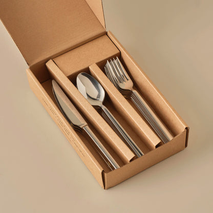 Premium 18 Parça 6 Kişilik Tatlı Çatal Kaşık Bıçak Takımı Silver