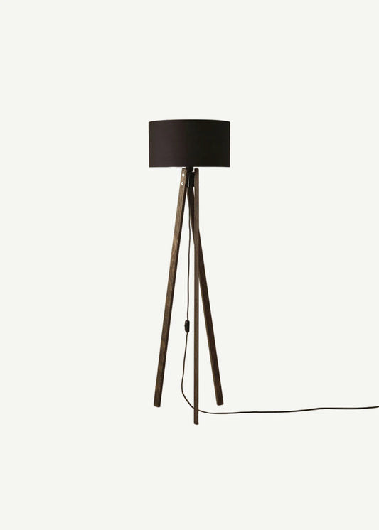 Bella Ahşap Lambader Siyah Gold-Ceviz (40x40x125 cm)