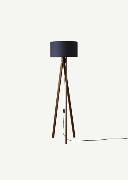 Bella Ahşap Lambader Lacivert-Ceviz (40x40x125 cm)