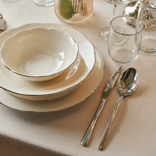 Clover Porselen 24 Parça 6 Kişilik Yemek Takımı Silver
