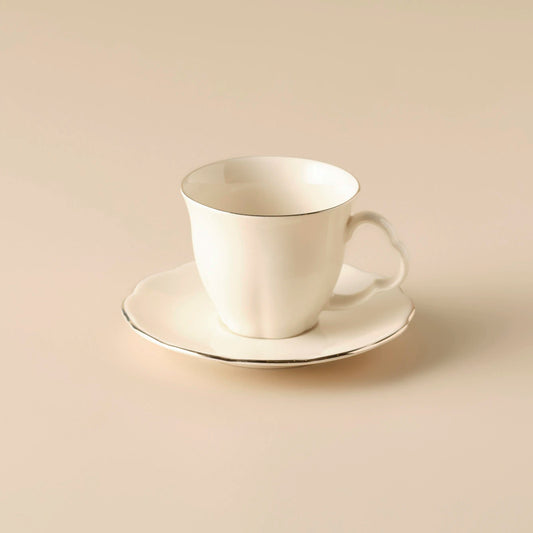 Clover Porselen 2'li Çay Fincanı Seti Silver (280 cc)