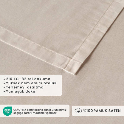 %100 Pamuk Saten King Size Düz Çarşaf Beyaz (260x280 cm)