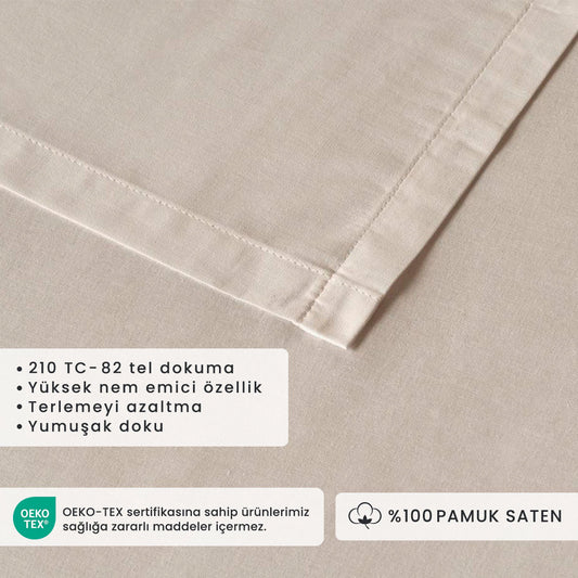 %100 Pamuk Saten King Size Düz Çarşaf Beyaz (260x280 cm)