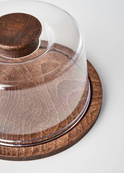 Nora Ahşap Kek Fanusu Naturel (16 cm)