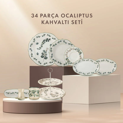 Ocaliptus 34 Parça Kahvaltı Seti Yeşil