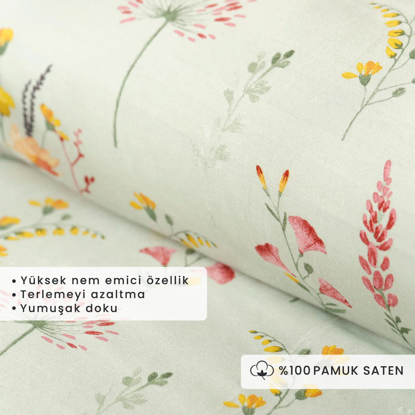 %100 Pamuk Saten Flores - 3