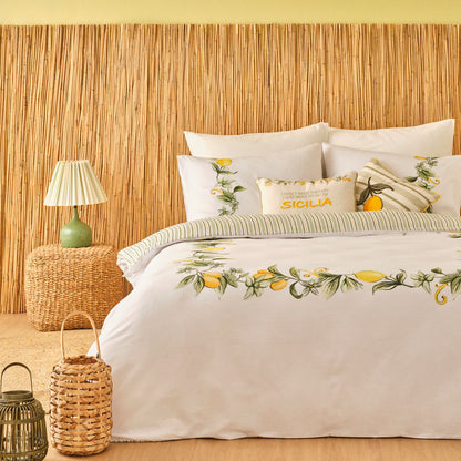 %100 Pamuk Saten Sicilia King Size Nevresim Seti Beyaz (240x220 cm)
