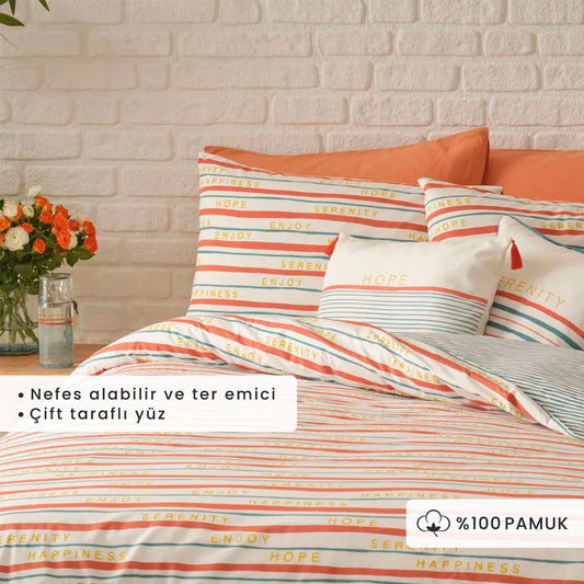 %100 Pamuk Ranforce Serenity King Size Nevresim Seti (240x220 cm)