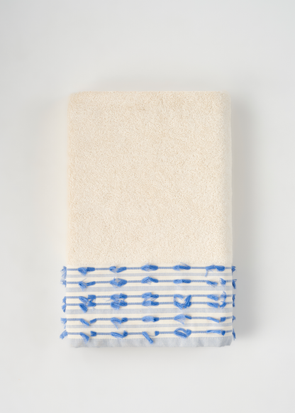 %100 Pamuk Tassel Banyo Havlusu Mavi (90x150 cm)