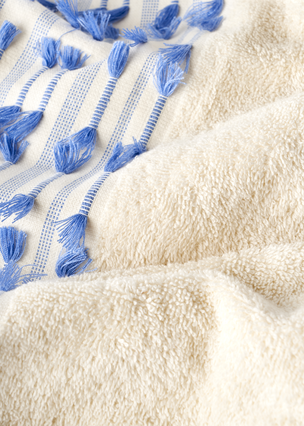 %100 Pamuk Tassel Banyo Havlusu Mavi (90x150 cm) - 2