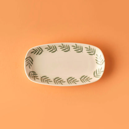 Adalie Stoneware Küçük Kayık Tabak Yeşil (21x11 cm)
