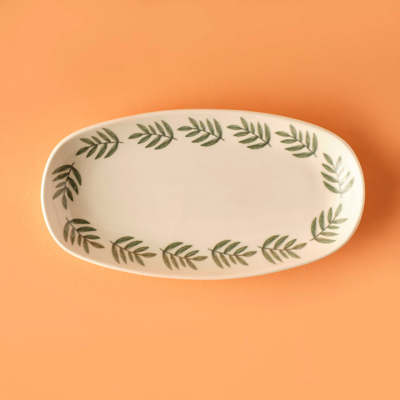 Adalie Stoneware Büyük Kayık Tabak Yeşil (27x14 cm)