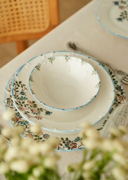 Vintage Porselen 48 Parça 12 Kişilik Yemek Takımı Mavi - 5