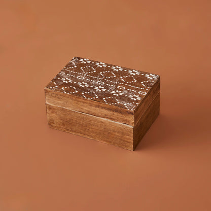 Etnic Mango Ağacı Dekoratif Kutu Naturel (10x10x6 cm)
