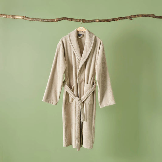 %100 Organik Pamuk Paul Erkek Bornoz Açık Gri (S/M)