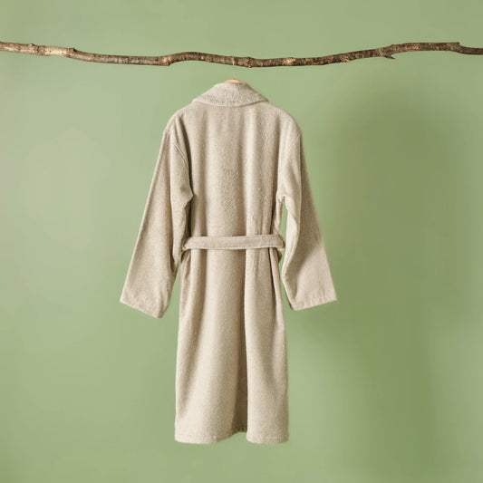 %100 Organik Pamuk Paul Erkek Bornoz Açık Gri (S/M)