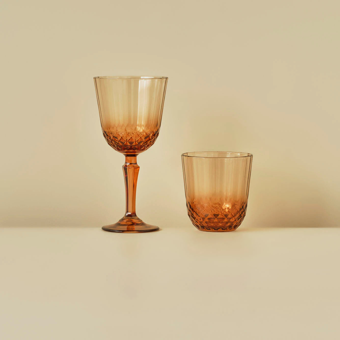 Colore Kesme Bardak-Kadeh Seti 12'li Amber