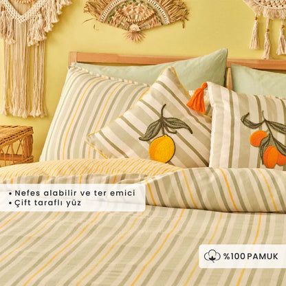 %100 Pamuk Sicilia İpliği Boyalı - 240x220 cm - YEŞİL-SARI - 2