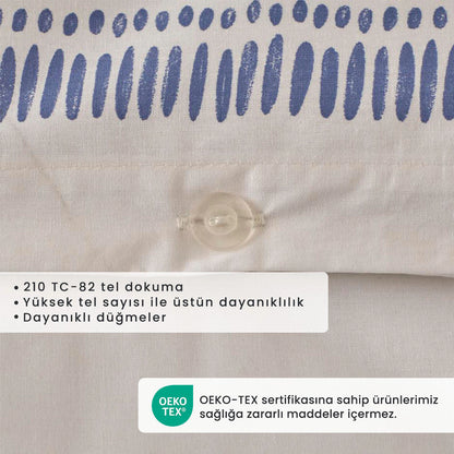 %100 Pamuk Saten Marine King Size Nevresim Seti Mavi (240x220 cm)
