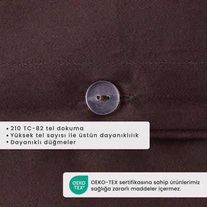 %100 Pamuk Saten Supreme Basic King Size Nevresim Seti Kahverengi (240x220 cm)