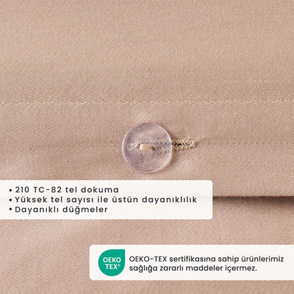 %100 Pamuk Saten Supreme Basic Super King Size Nevresim Seti Vizon (260x240 cm)