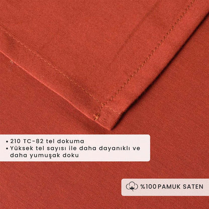 %100 Pamuk Saten Supreme Basic King Size Düz Çarşaf Kiremit (260x280 cm)