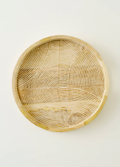Luna Mango Ağacı Dekoratif Tepsi Naturel (38x38x5 cm)