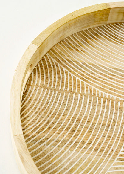 Luna Mango Ağacı Dekoratif Tepsi Naturel (38x38x5 cm)