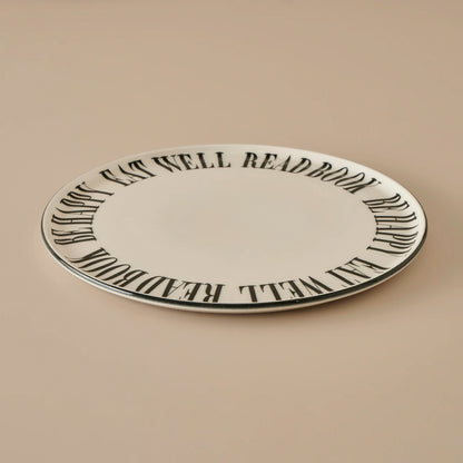Book Lovers Porselen Pizza Tabağı Siyah (31 cm)