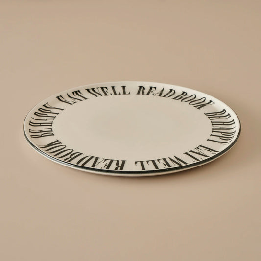Book Lovers Porselen Pizza Tabağı Siyah (31 cm)