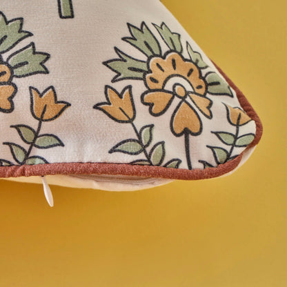%100 Pamuk Indian Lotus Flower Nakışlı Kırlent Kılıfı (43x43 cm) - 2