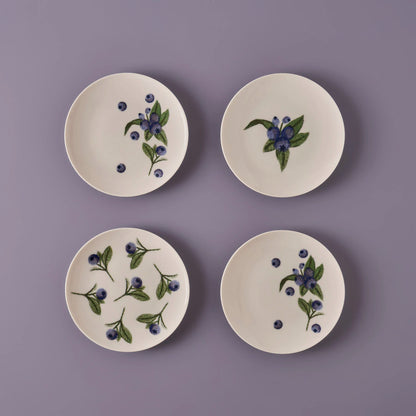 Blueberry Porselen 4'lü Pasta Tabağı Seti Mor (19 cm)