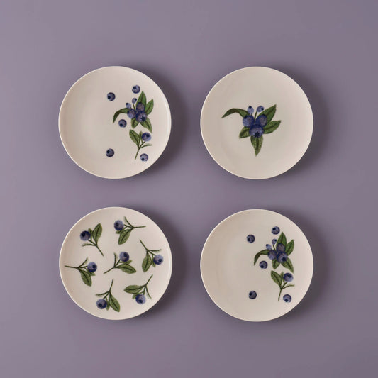 Blueberry Porselen 4'lü Pasta Tabağı Seti Mor (19 cm)
