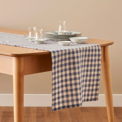%100 Pamuk Bleu Blanc Runner Mavi (50x150 cm)
