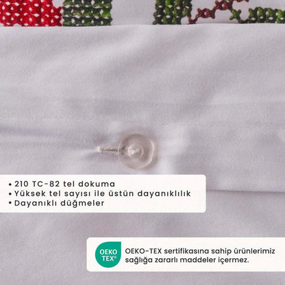 %100 Pamuk Saten Jolly Tek Kişilik Nevresim Seti Kırmızı (160x220 cm)