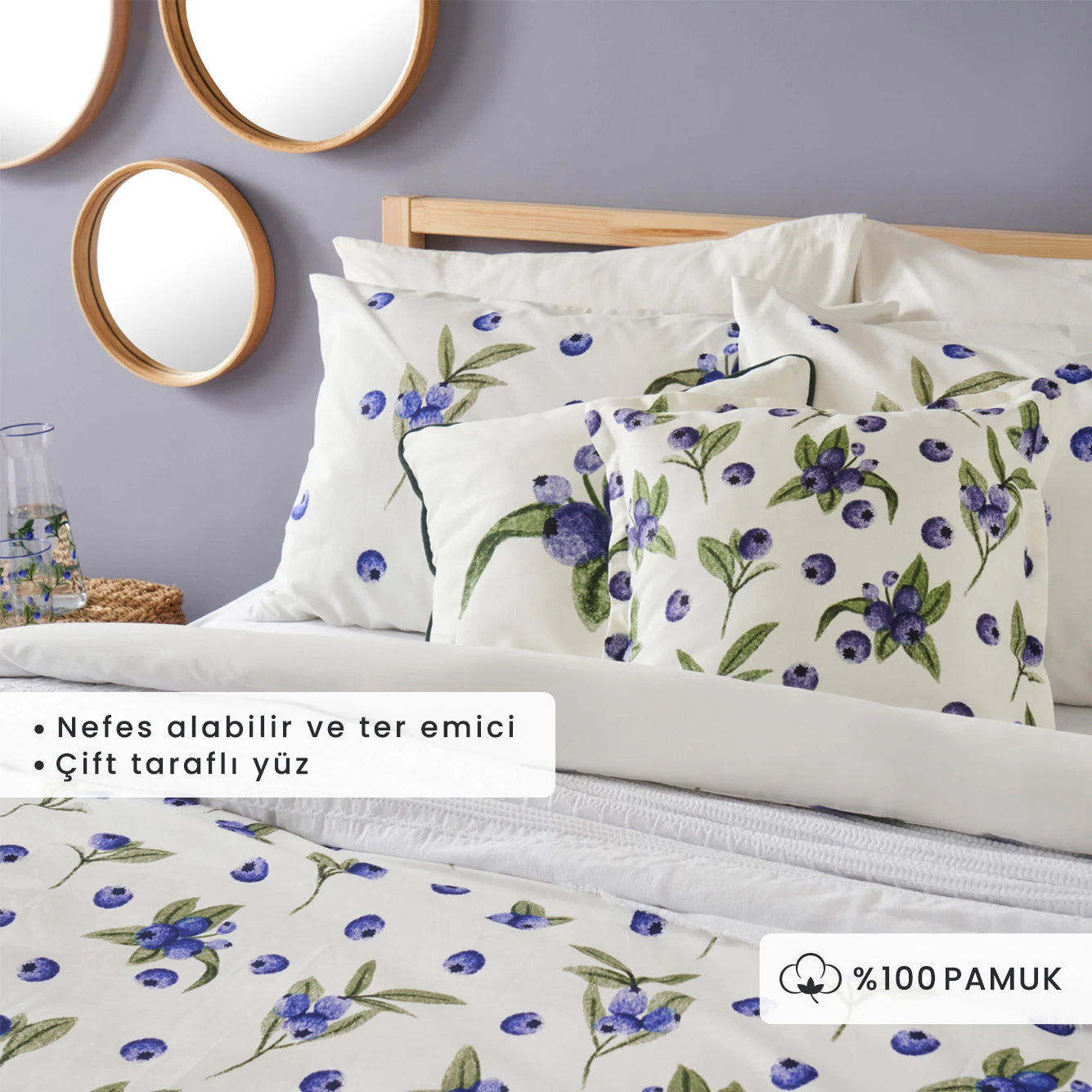 %100 Pamuk Ranforce Blueberry - 2