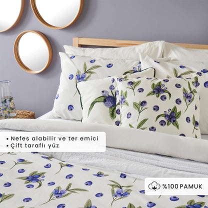 %100 Pamuk Ranforce Blueberry Tek Kişilik Nevresim Seti (160x220 cm)