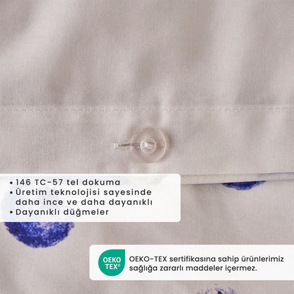 %100 Pamuk Ranforce Blueberry Tek Kişilik Nevresim Seti (160x220 cm)
