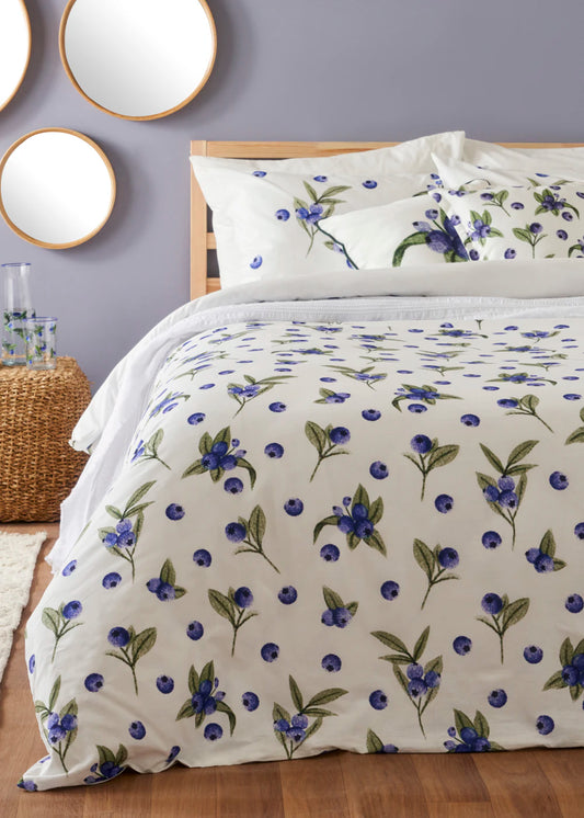 %100 Pamuk Ranforce Blueberry Çift Kişilik Nevresim Seti (200x220 cm)