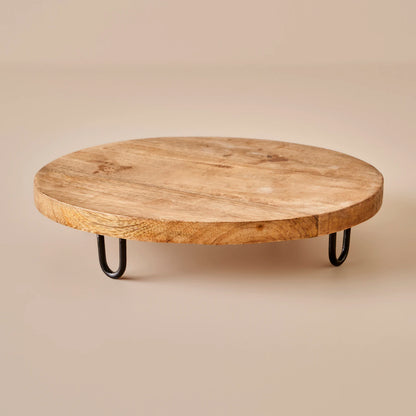 Natura Mango Ağacı Yuvarlak Sunum Tepsisi Naturel (30x6 cm)