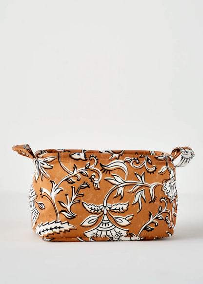 Indian Ağzı Büzgülü Çamaşır Sepeti Hardal (36x40 cm) - Organizer Hediyeli